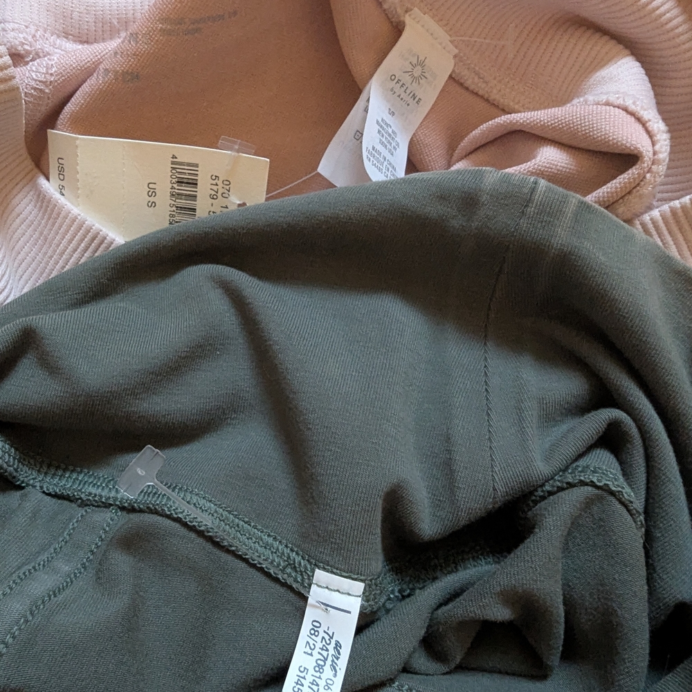 Aerie Offline Pink and Green Leggings Bundle ( 2 Pairs)